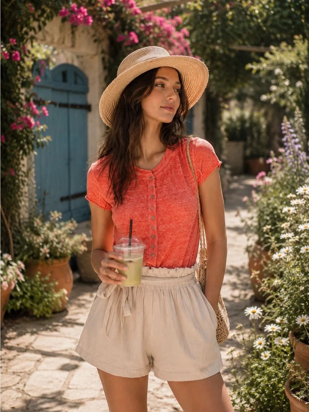 Free people Kia Henley Short sleeve tee
